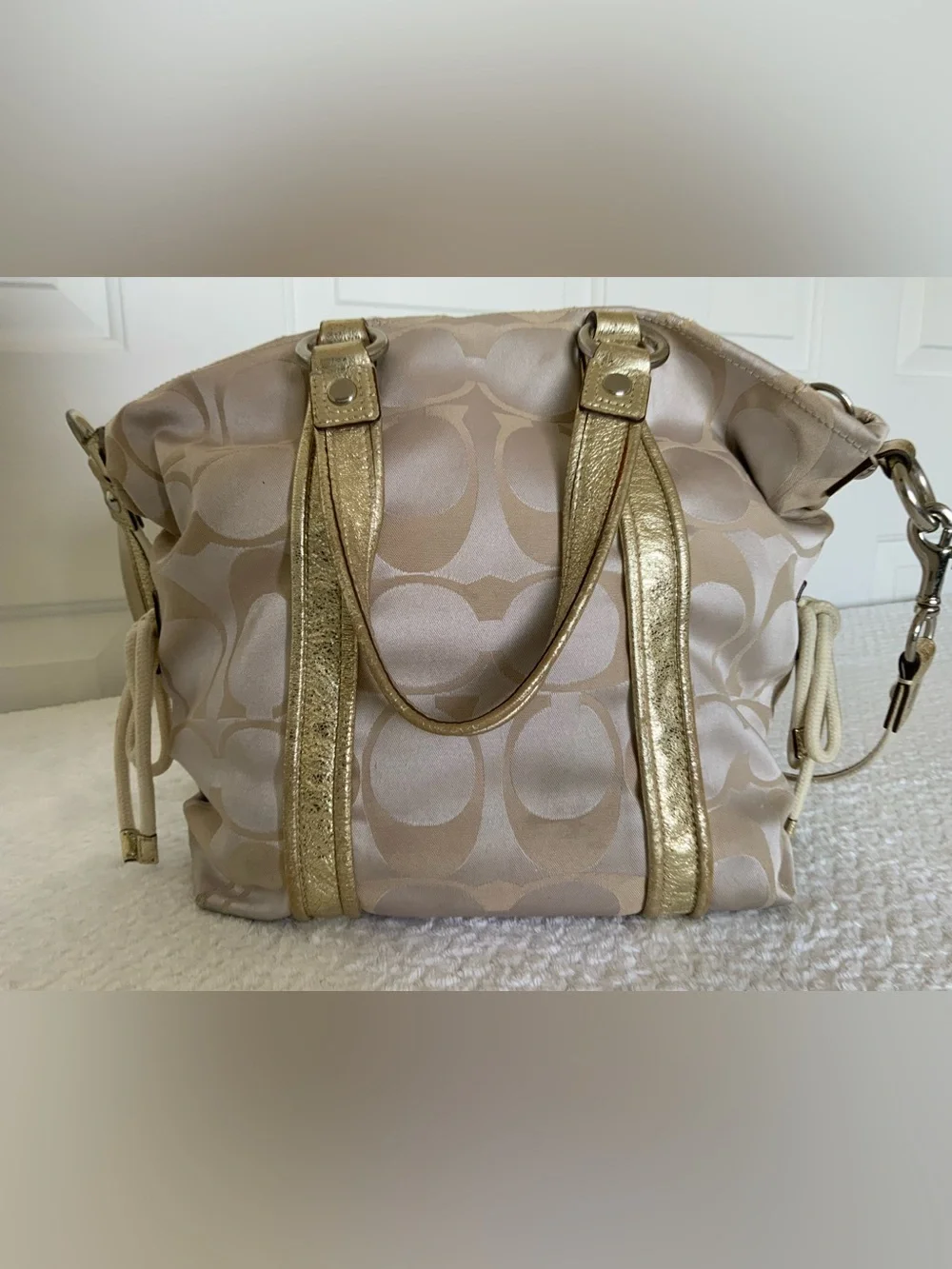 Coach gold poppy sateen shoulder bag